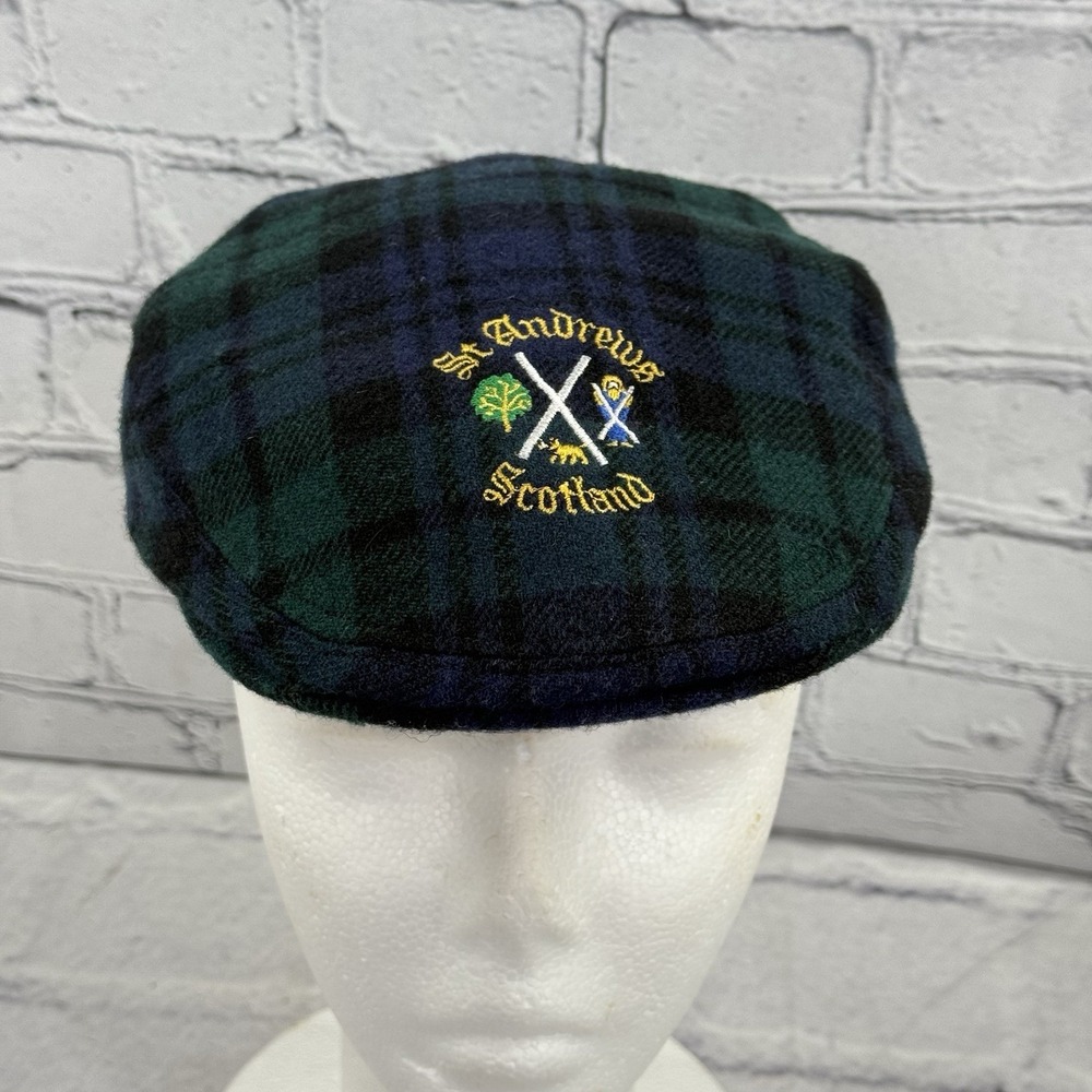 Vintage St. Andrews Cabbie Cap by David Allan Scotland S PURE Wool‎ Blackwatch